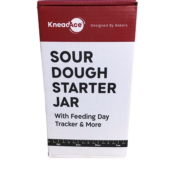 KneadAce Sourdough Starter Jar With Date Marked Feeding Band, Thermometer, NWT - Picture 1 of 14